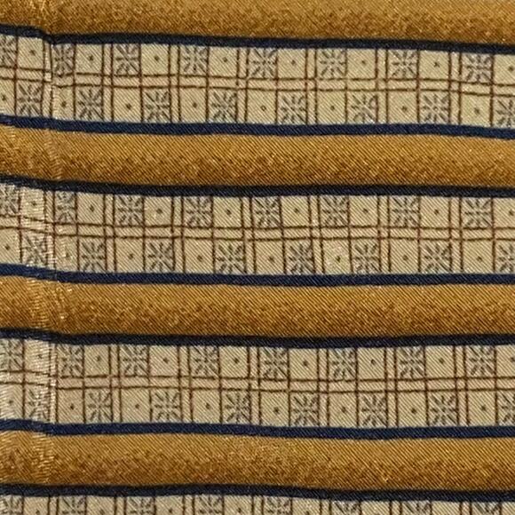 Vtg Claiborne Necktie Brown Tan Geometric Stripe Silk USA 59 x 4 Preppy Sporty - Picture 3 of 8